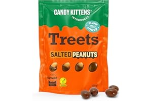 Candy Kittens Crunchy Treets Vegan Chocolate, Salted Peanuts (120g, Pack of 1) – Crunchy Plant-Based Snack, Chocolates Gift Box Alternative, Delicious Vegan Gifts Made with Cocoa-Free Choviva Shell