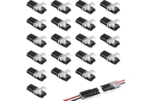 ZESCYHA 20 PCS Low Voltage Wire Connectors, No Stripping Wire Connectors 2 Pin Quick Push-Fit Electrical Waterproof Solderless for LED Strip Lights Ceiling Fans Switches Small Gauge Wiring, Crimp Terminals