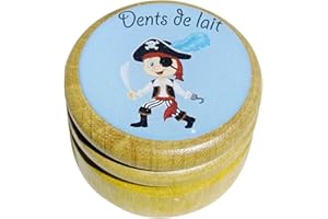 GICO Boîte boite à dents de lait en bois pour en différents modèles pour garçons et filles avec couvercle à vis de 44 mm (Pirate) 7010F