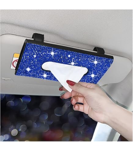 Porta Fazzoletti Per Auto Con Cristalli - Bianco, Per Visiera O Sedile, Design Elegante - Foto 2