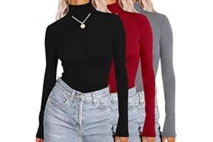 Ekouaer sous Vetement Thermique Femme Haut Thermique col Roulé T Shirt Thermique 3pcs, S-XXL