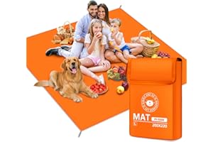 RUVVDR Couverture Pique Nique ImperméAble Tapis de Plage，LéGer Tapis Pique Nique Couverture de Camping pour Plage, Picnic, Parc,Voyage,Pliable (Orange, 200 X 200 CM)