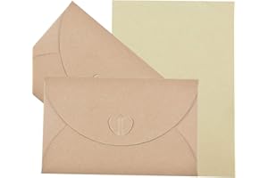 50 Pz Busta Regalo con Kraft Carta, Hotipine Vintage Marrone Resistente Forma di Cuore envelopes per Cartoncino di Auguri San Valentino Amicizia Diario Natale lettere Inviti 250Gsm 174 X 109 mm