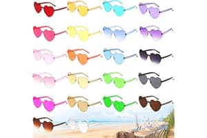 YUTUY 22 Paires Lunettes de Soleil Coeur,lunettes coeur,lunettes couleur bonbon transparent,Lunettes de Soleil de Fête en Forme de Coeur pour FêTe D'Anniversaire, Carnaval,accessoires photo