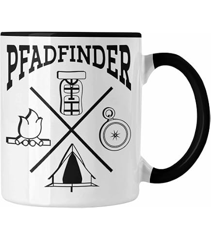 Pfadfinder-Tasse „Pfadfinder Stinken Nicht, Sie Riechen Nach Abenteuer“ – Schwarz, Spülmaschinenfest, Beidseitig Bedruckt