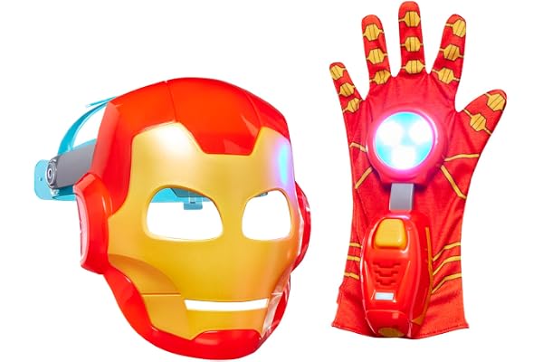 Marvel Iron Man and His Awesome Friends High-Tech Hero-rollspelsset, Iron Man-mask och elektronisk handske, superhjälteleksaker för barn, från 3 år