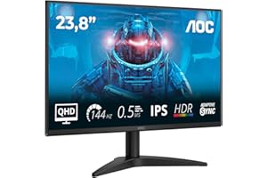 Moniteur AOC Q24B36X 23,8 Pouces WQHD 144 Hz, Dalle IPS, MPRT 0,5 ms, Adaptive Sync, HDR10, (2560 x 1440 HDMI 1 x 2.0 DP 1.4) Noir