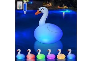 XINBAI Swan Floating Pool Lights Solar Rechargeable 1PCS, Waterproof Inflatable Swan Pool Lights, Glow in The Dark Color Changing LED Pool Floating Swan Lights for Backyard Spa Patio Wedding Party Decor