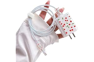 DiyGody Serie di Cavi di Protezione per Frutta Carina, Protezione Linea Dati Impedisce la Rottura del Cavo Custodia Protettiva, Protezione Cavo per iPhone Caricabatterie - Ciliegia