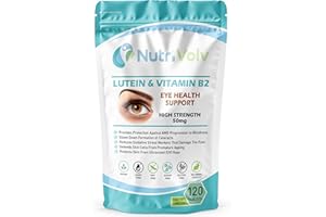 NUTRIVOLV Pure Eye Support Tablets with Lutein and Vitamin B2 — 50mg Easy to Swallow Pills for Better Vision and Eyecare — Pack of 120 Vegan Eye Supplements for Men and Women