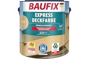 BAUFIX Express Deckfarbe sand, matt, 2.5 Liter, Wetterschutzfarbe, Holzfarbe, langlebig, geeignet für Holz/Putz/Mauerwerk/Möbel/Zäune