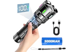 Banaone Torcia LED Potente Professionale 500000 Lumens Ricaricabile USB, Tattica Zoomabile Con 5 Modalità, IPX6 Militare Per Campeggio Trekking Emergenza