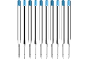 RUNFENG 10er-Set Großraumminen für Kugelschreiberminen Großraumminen Metall Ersatzminen für das G2-Format,Kompatible Minen 1,0mm Strichstärke M,Ersatzminen - Kugelschreiber Minen Schreibfarbe Blau