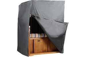 MR. DEKO Aero Protect - Funda protectora para sillón de playa, color gris oscuro, tamaño M, 120 x 80 x 160 cm (ancho x profundidad x alto), para sillones de playa de 2 plazas, transpirable y