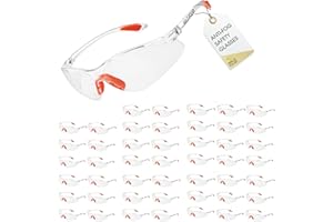 Wild Polar Safety Glasses - Clear Lenses, Anti-Fog Eye Protection Goggles with Orange Nose and Ear Grips - 12, 24 & 48 packs - Lightweight & Durable, Comfortable Fit for Work, Lab, DIY & Outdoor Use