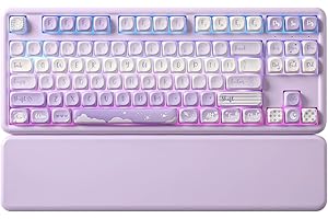 YUNZII B87 Tastiera Meccanica Gaming, QMK/VIA, RGB, Tasti MOA, Poggiapolsi, Connessione BT5.0/2.4G/USB-C NKRO per Win/Mac (viola, milk v2)