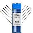 EATBALE for TIG Welding Tungsten Electrodes Mixed Packaging 1.6x150mm, 2pcs Pure Tungsten + 2pcs 2% Cerium (Grey) + 2pcs 1.5% Lanthanum (Gold) + 2pcs 2% Lanthanum (Blue)+ 2pcs 2% Thorium 10 Pack