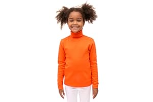Lilax Girls' Basic Long Sleeve Turtleneck Cotton T-Shirt