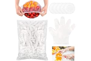 MINISOISO 300 sztuk worków do przechowywania żywności, z 100 rękawicami, elastyczne pokrowce wielokrotnego użytku do konserwowania żywności