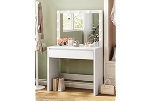 KIMENICH Postazione Trucco, Toeletta con illuminazione, luminosità regolabile, toletta trucco con grande specchio, grande cassetto con divisorio regolabile, moderna, bianca