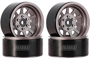 INJORA RC Felge 4pcs 1,9inch Beadlock Felgen Metall Räder Set für 1:10 RC Crawler Axial SCX10 Pro SCX10 III TRX4 VS4-10 Redcat Gen 8 7 Pro Enduro(Grau)
