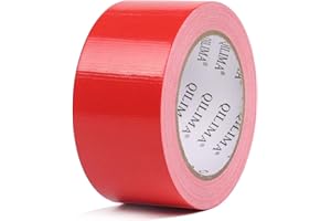 QILIMA Strong Adhesive Cloth Red Duct Tape Heavy Duty, Water Resistant Gaffer Tape,Single Sided Duct Tape for Stage Carpet Floor Repairing,Indoor/Outdoor, 50mm X 25.1m