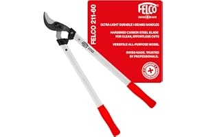 FELCO 211-60 Beskärningssax (längd 60 cm, dragande skärhuvud, trädgårdssax klippdiameter Ø 35 mm, aluminiumhandtag, sax för t