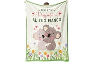 NIYEWSOR Regalo Anniversario per Lui Lei, Regali di Coppia Koala Coperta, Regalo Compleanno Anniversario Matrimonio per Fidanzato, Fidanzata, Moglie, Marito, 130x150 cm