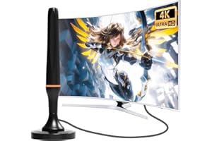 DTB TECH Digital Indoor Tv Aerial for Smart Tv, Freeview Tv Ariels Indoor, Portable 4K HDTV Antenna for Local Channels with Magnetic Base - 120 Miles Range, 8.2FT Cable, Support All Smart TVs