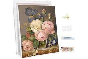 MEIYUDA Peinture par Numero Adulte avec Cadre, Fleurs Peinture à l'huile par Numéros sur Toile Artisanat avec Pinceaux Peintures Acrylique, Decoration Maison Cadeau 30x40cm