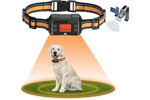POIIOPY Collier Anti Fugue Sans Fil GPS pour Chien pour Extérieur, 30 - 999M Réglable Amélioré Clôture Anti-Fugue, IPX7 Étanche Précise Chien Électrique Système Clôture, Nouvelle Puce Signal GPS Intelligente