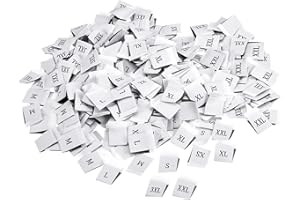 sourcing map Clothing Sewing Size Label, XS/S/M/L/XL/XXL/3XL Embroidered Label White for Clothes Garment, Pack of 350