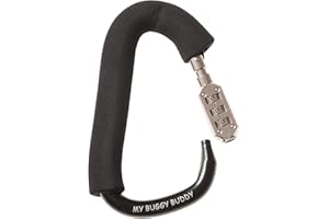 My Buggy Buddy 2-in-1 Pram Lock + Bag Clip, Keep Pram/Stroller/Pushchair Safe and Secure, 3 Digit Combination Pram/Bike/Wheelchair Lock, Black