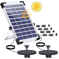 AISITIN 5.5W Solar Springbrunnen mit 2 Pumpen Eingebaute 2 * 1500mAh Batterie Solar Teichpumpe Wasserpumpe Solar…