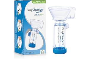 EasyChamber distanziatore antistatico Dispositivo con maschera per adulti, camera di inalazione, uso con inalatore a dosaggio dosato, senza BPA e lattice