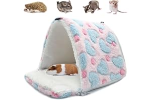 LeerKing Kleintiere Kuschelhöhle Meerschweinchen Kuschelbett Nest Plüsch Haus Hängematte für Ratte Hamster Nager Frettchen Bartagame Degu Rosa S