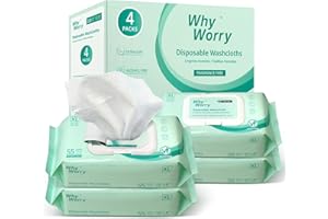 WhyWorry Wet Wipes for Adults, Extra Large 20x30 cm Body Cleaning Wipes for Elderly Care & Incontinence Cleansing, Extra Thick Adult Washcloths Disposable with Aloe & Vitamin E, Unscented, 220 Count