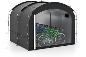 COSTWAY Cykelgarage för 7–8 cyklar, cykeltält väderbeständigt, cykelskjul med 2 rulldörrar, 2 fickor och bärväska, bärbart tä