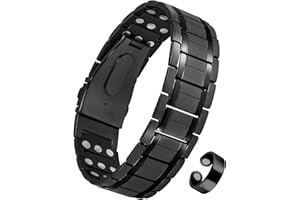 Jecanori 3X Magnetic Bracelet for Men and Copper Ring WIth 3500 Gauss Ultra Strength Magnets,Adjustable Titanium Steel Magnetic Bracelet with Adjustment Tool & Gift Box