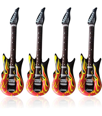 Radio brun gonflable et guitare en flamme gonflable avec 1 pièce pompe