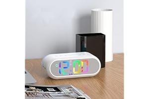 Wowlela Digital Alarm Clocks for Bedrooms, Bedside Clocks with RGB Night Light, Rainbow Time, Large Display, USB Charger, Dual Alarm, Snooze, LED Desk Dimmable Alarm Clock for Kids Teens