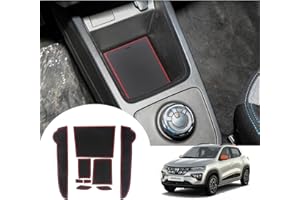 GAFAT Dacia Spring Electric 2022 2023 Tapis antidérapants, Dacia Spring 2022, tapis en caoutchouc, console centrale, porte-gobelet, tapis de couture de porte, accessoires Dacia Spring (rouge)