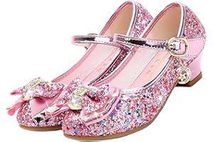 ZOUPREME Scarpe da Principessa Elsa per Bambine, Splendenti Scarpe Mary Jane con Tacco Basso, Sandali Eleganti con Velcro