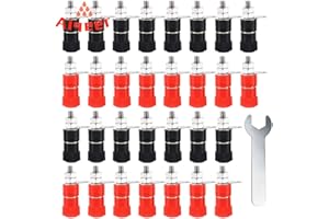 Aiqeer 30 Pièces 4 mm Banane Prise Connecteur, Connecteur Femelle Panneau Banana, Banane Sécurité Prise, Binding Post Terminal (Rouge, Noir)