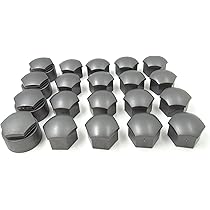 WHEEL NUT COVERS FOR SKODA SUPERB OCTAVIA RAPID GLOSSY GREY BOLT CAPS 17mm X20