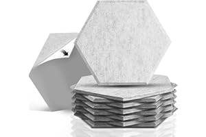 FAJERMINART 12pcs 12mm Paneles Insonorizantes 36x32x1.2 cm Acústico Paneles Hexagonales Autoadhesivos Insonorizantes para Podcasting, Paredes, Techos, Puertas, Estudios de Grabación Tratamiento Acústico Gris