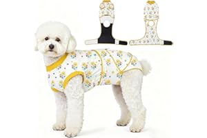 Abuandi Erholungsanzug für Hunde nach Operationen, professioneller Operationsanzug für Hunde zur Kastration von Hündinnen und Katern, Hundestrampler für Bauchwunden und Hautkrankheiten, gelb, XS