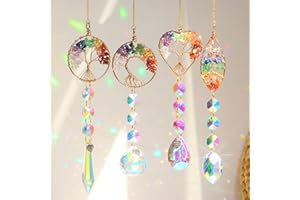 YEAHBOOM Atrapasoles Cristal,4 Piezas Hojas de la Luna Crystal Suncatcher Ornamento Colgante,Sun Catcher para Ventanas Jardines,Campanas Viento Cristal Atrapasueños para Colgar en Casa, Jardín, Oficina