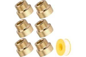 QINGYIWL 6 Stück Messing Hahnverlängerung 1/2 Zoll x 10 mm, 1/2" IG x 1/2" AG, 1/2 Zoll Gewindeverlängerung, 10MM Messing Verlängerung Fitting, Gewindefitting Hahnverlängerung für Wasserhähne Eckventile