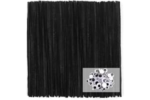 TOAOB Piprensare svart för pyssel 100 stycken chenilletråd piprensare lång 30 cm x 8 mm piprengörare hantverk med vinglande ö